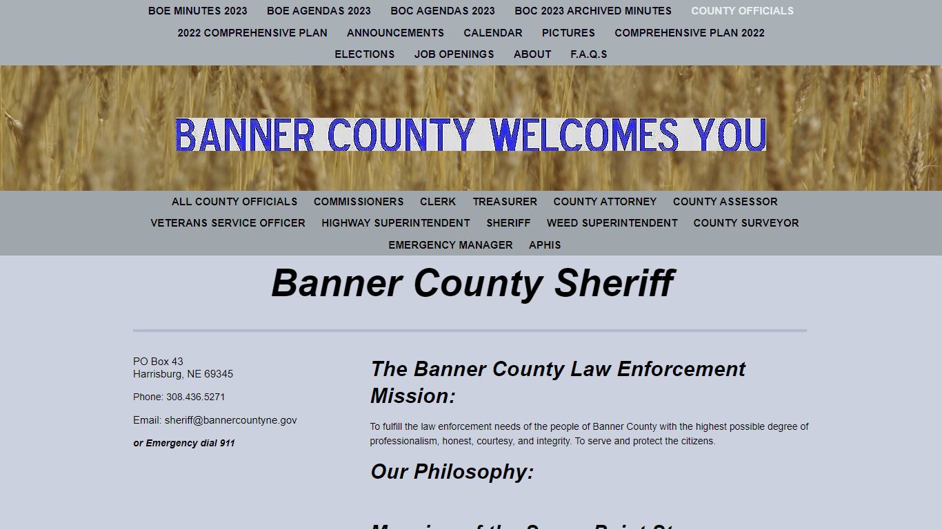 Sheriff | Banner County, NE — Banner County Nebraska