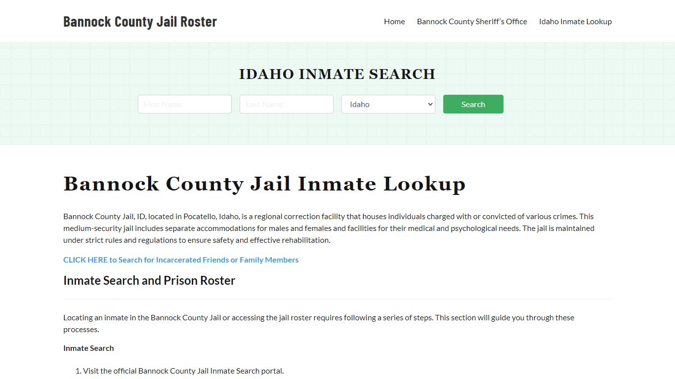 Bannock County Jail Roster Lookup, ID, Inmate Search