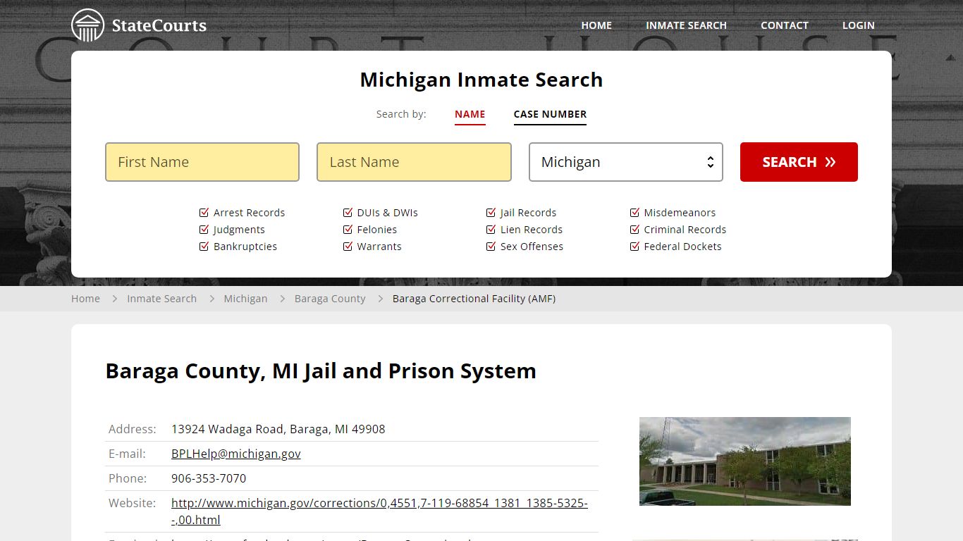Baraga Correctional Facility (AMF) Inmate Records Search, Michigan ...