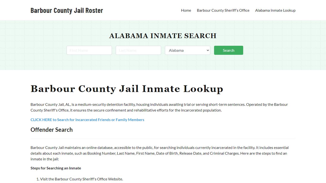 Barbour County Jail Roster Lookup, AL, Inmate Search