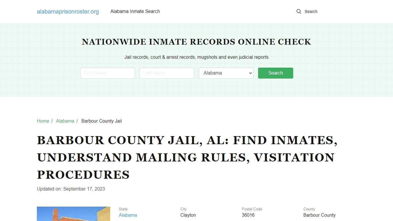 Barbour County Jail, AL: Inmate Search, Mailing and Visitation Rules