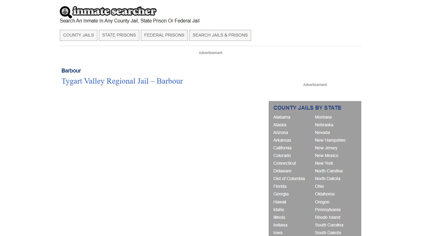 Barbour County Jails, City Jails, State & Federal Prisons - Inmate Searcher