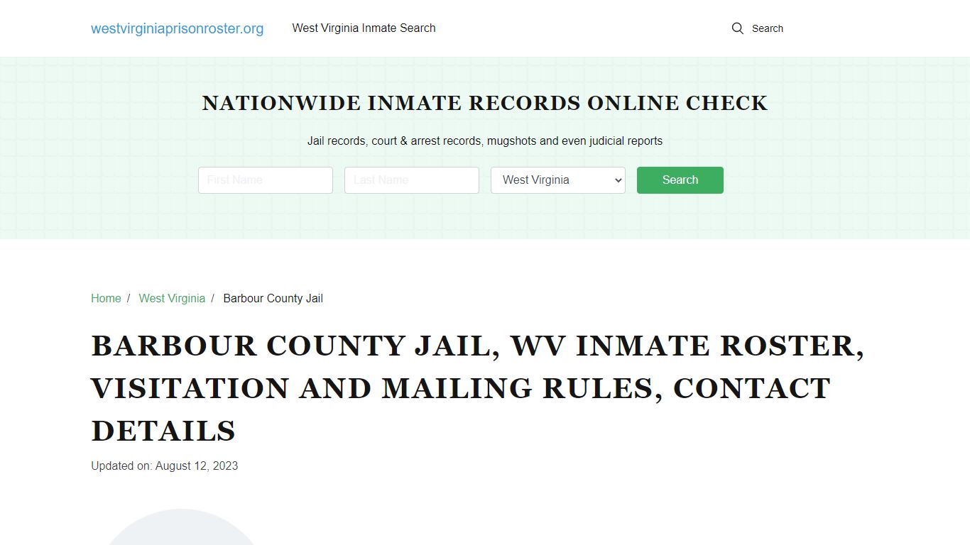 Barbour County Jail, WV Inmate Roster, Contact Details