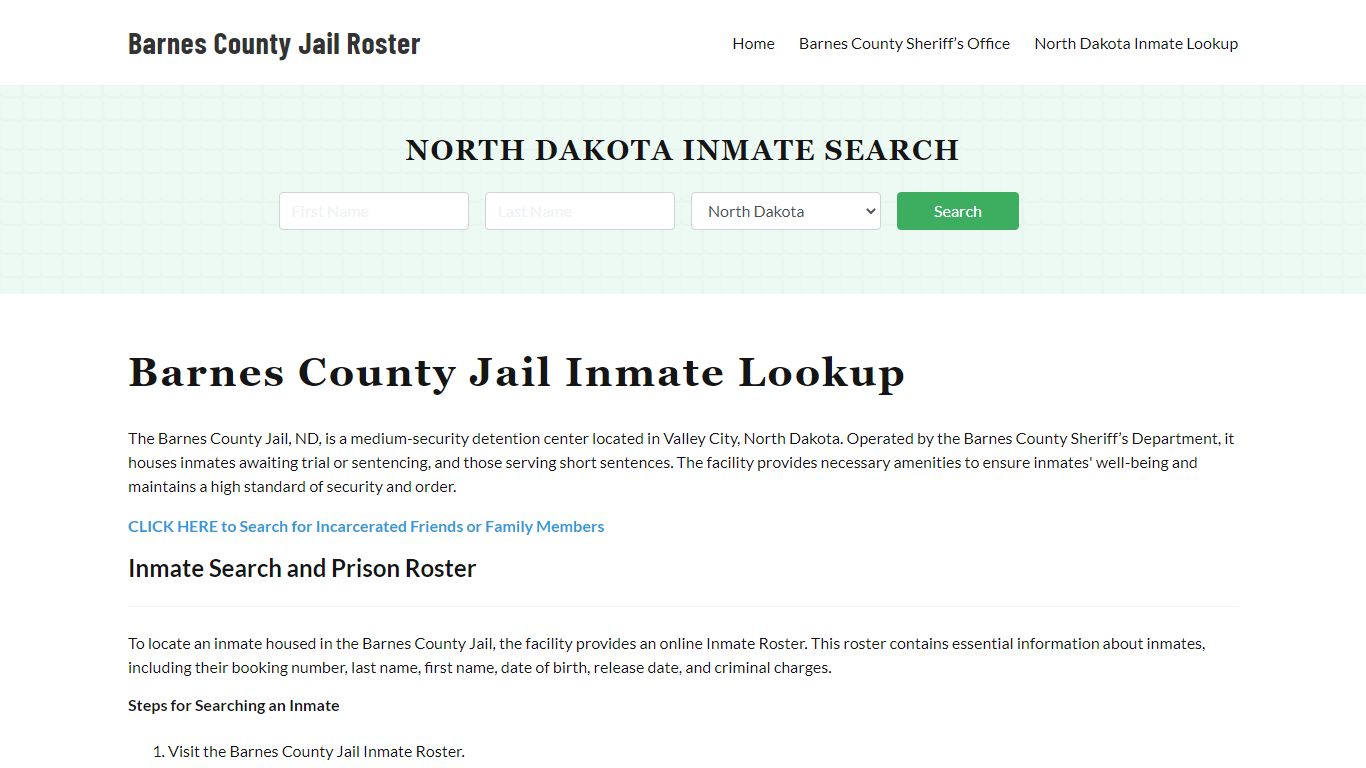 Barnes County Jail Roster Lookup, ND, Inmate Search
