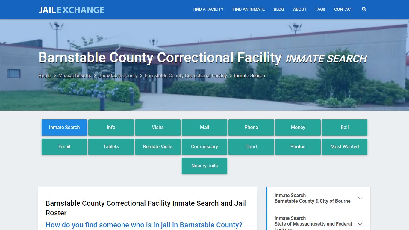 Barnstable County Correctional Facility Inmate Search - Jail Exchange