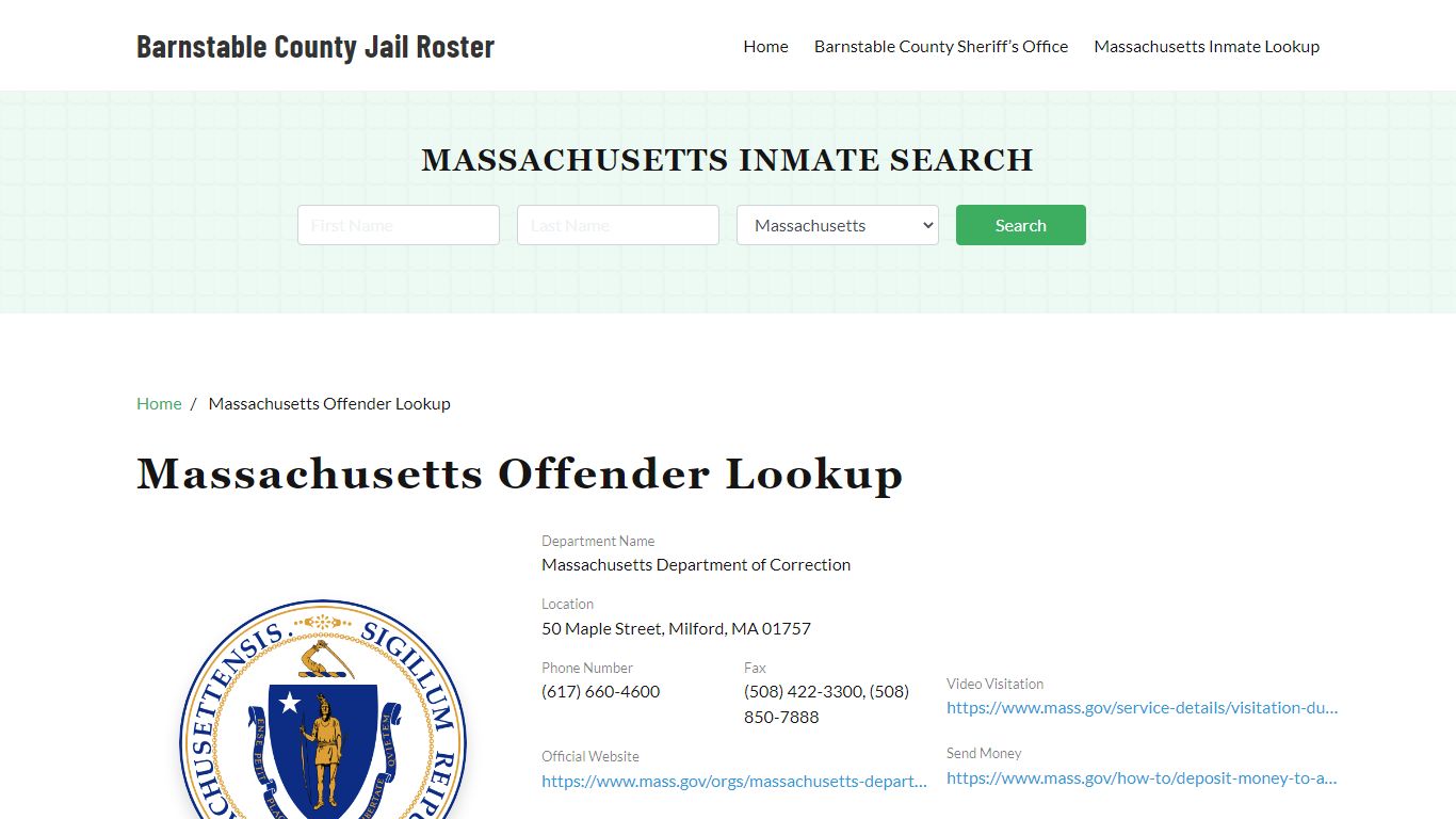 Massachusetts Inmate Search, Jail Rosters