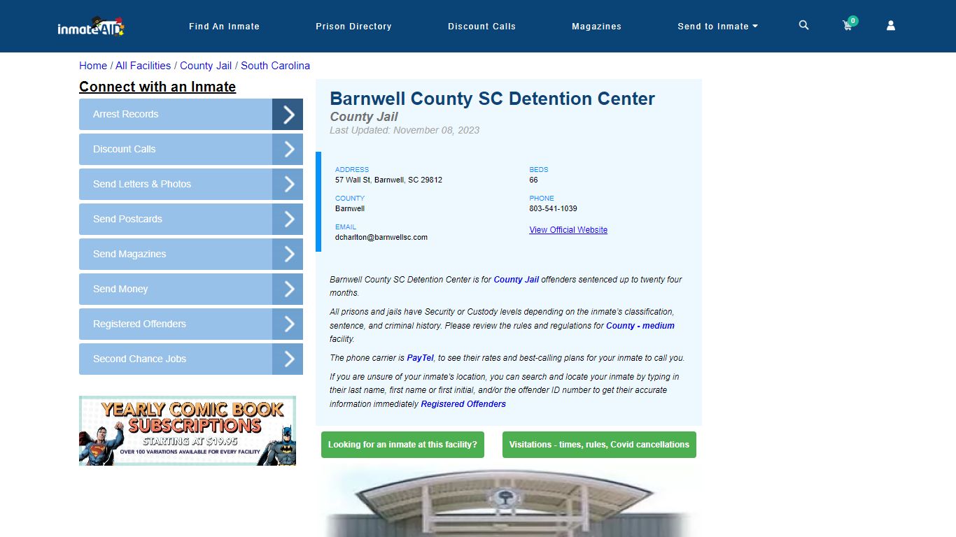 Barnwell County SC Detention Center - Inmate Locator - Barnwell, SC