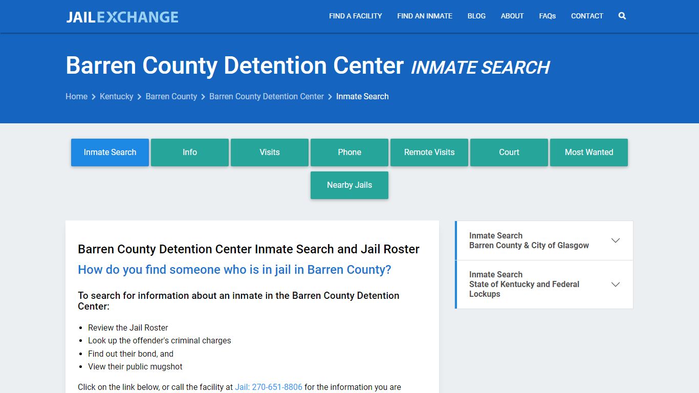 Barren County Detention Center Inmate Search - Jail Exchange