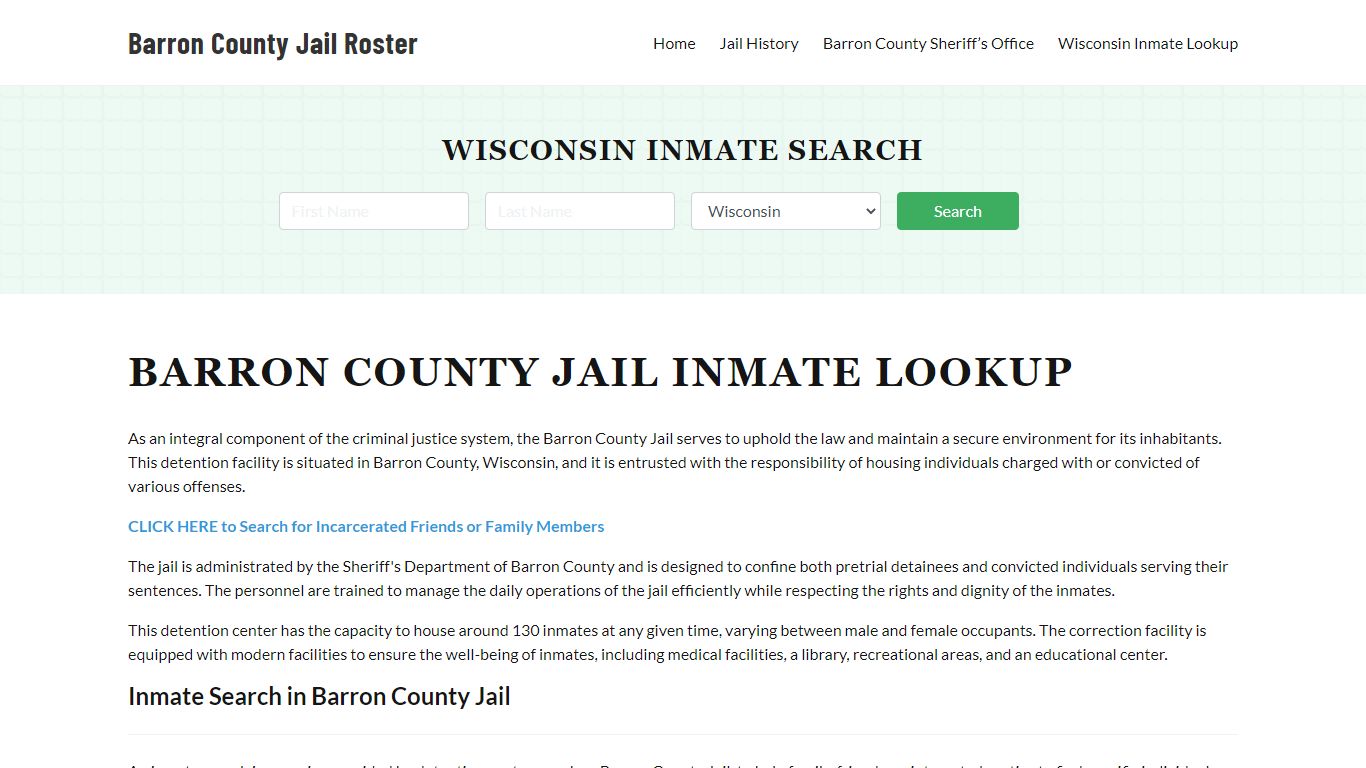 Barron County Jail Roster Lookup, WI, Inmate Search