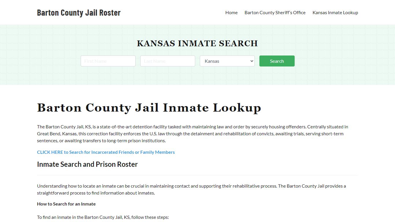 Barton County Jail Roster Lookup, KS, Inmate Search
