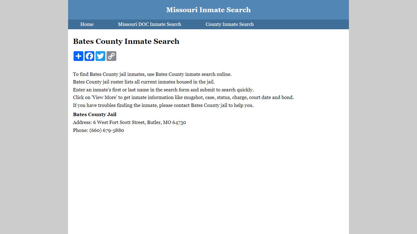 Bates County Inmate Search