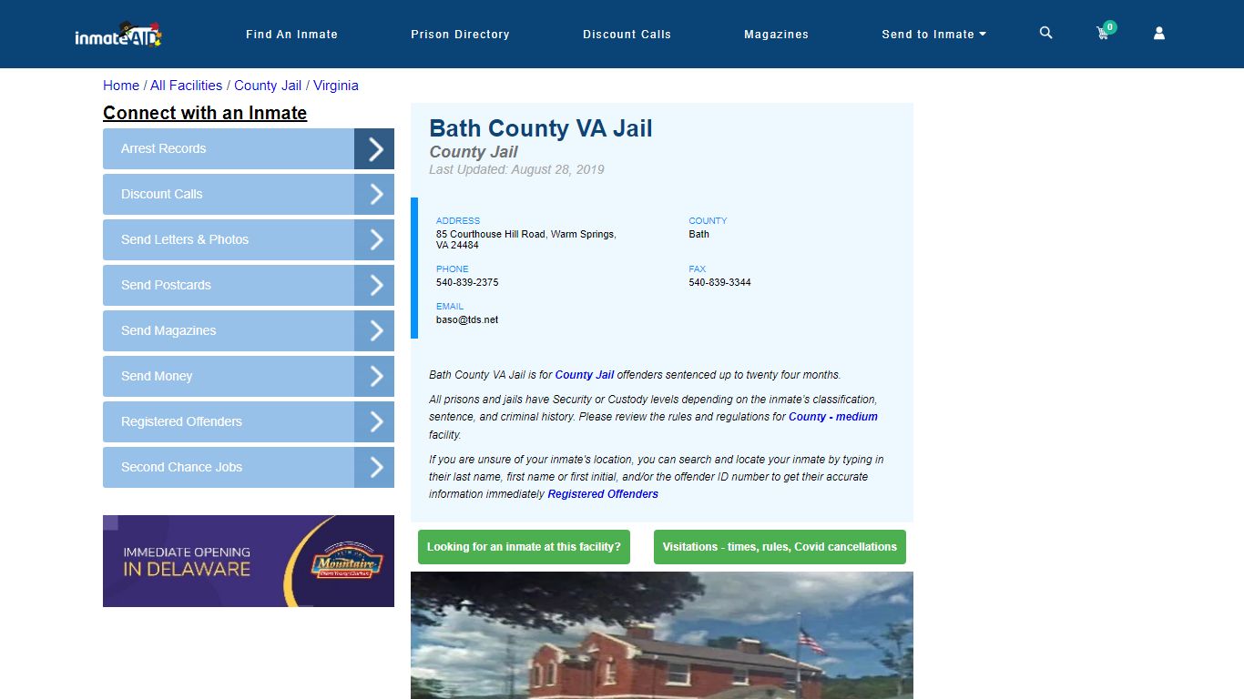 Bath County VA Jail - Inmate Locator - Warm Springs, VA