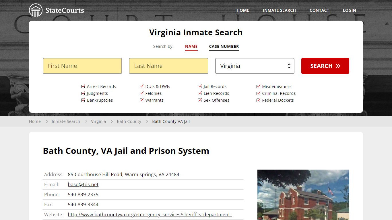 Bath County VA Jail Inmate Records Search, Virginia - StateCourts
