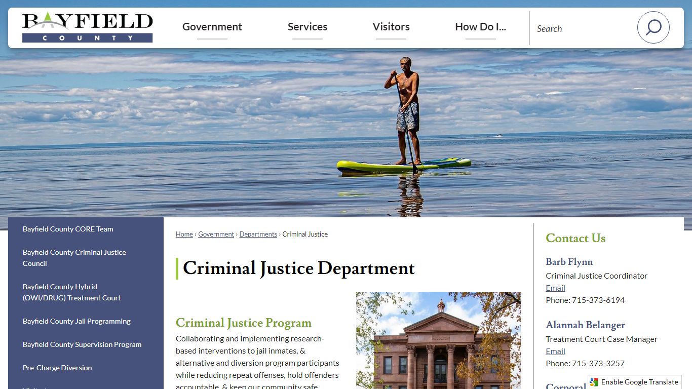 Criminal Justice Department | Bayfield County, WI - Wisconsin