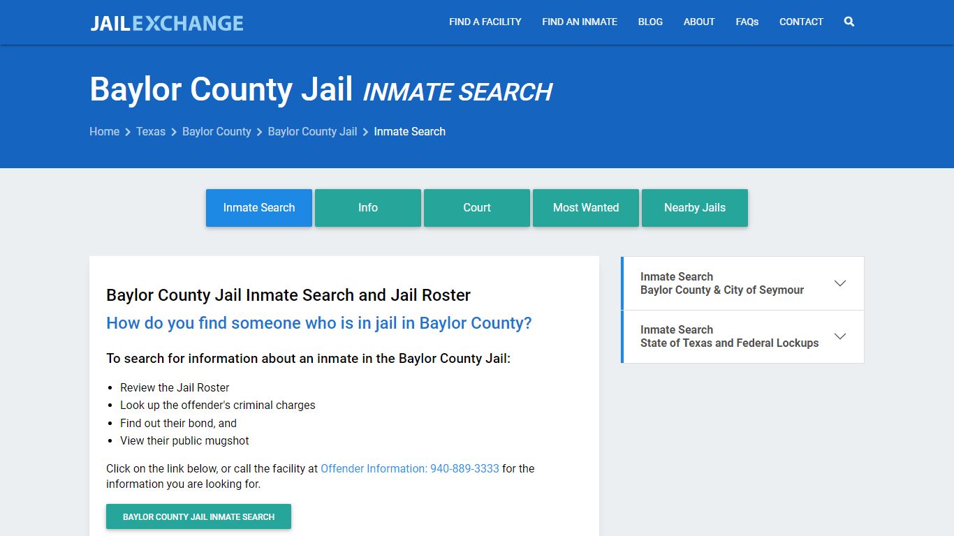 Inmate Search: Roster & Mugshots - Baylor County Jail, TX