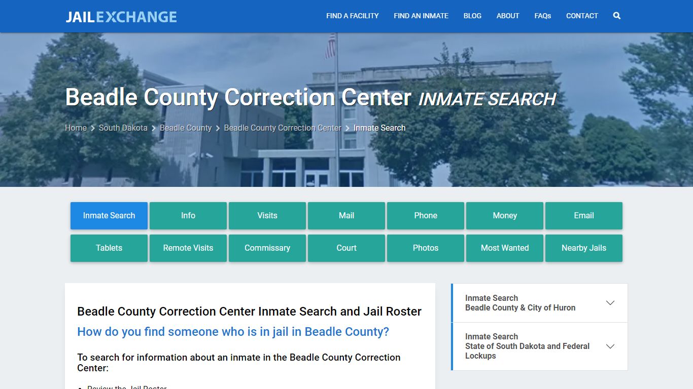 Beadle County Correction Center Inmate Search - Jail Exchange