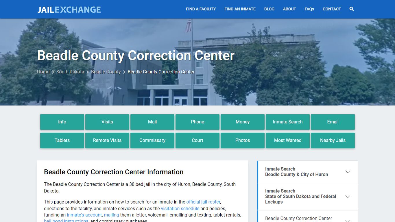 Beadle County Correction Center, SD Inmate Search, Information