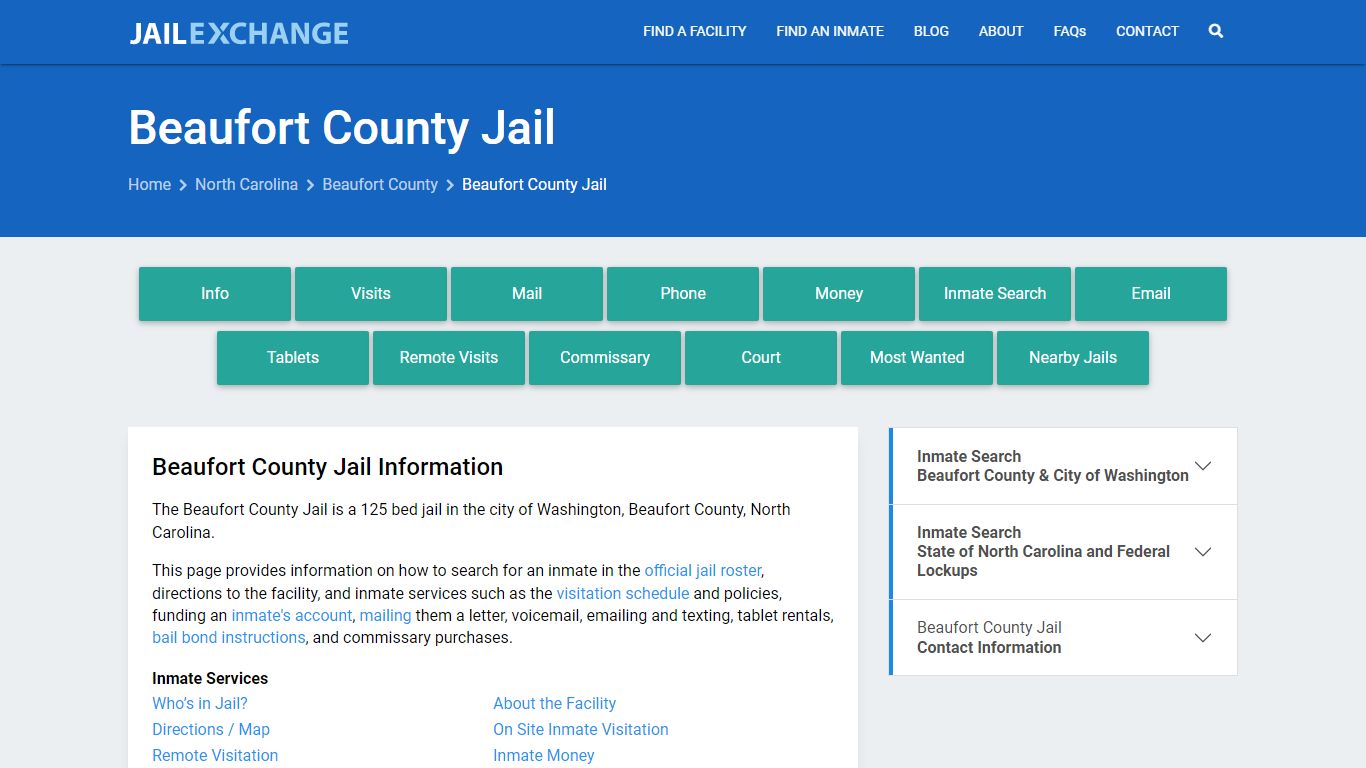 Beaufort County Jail, NC Inmate Search, Information