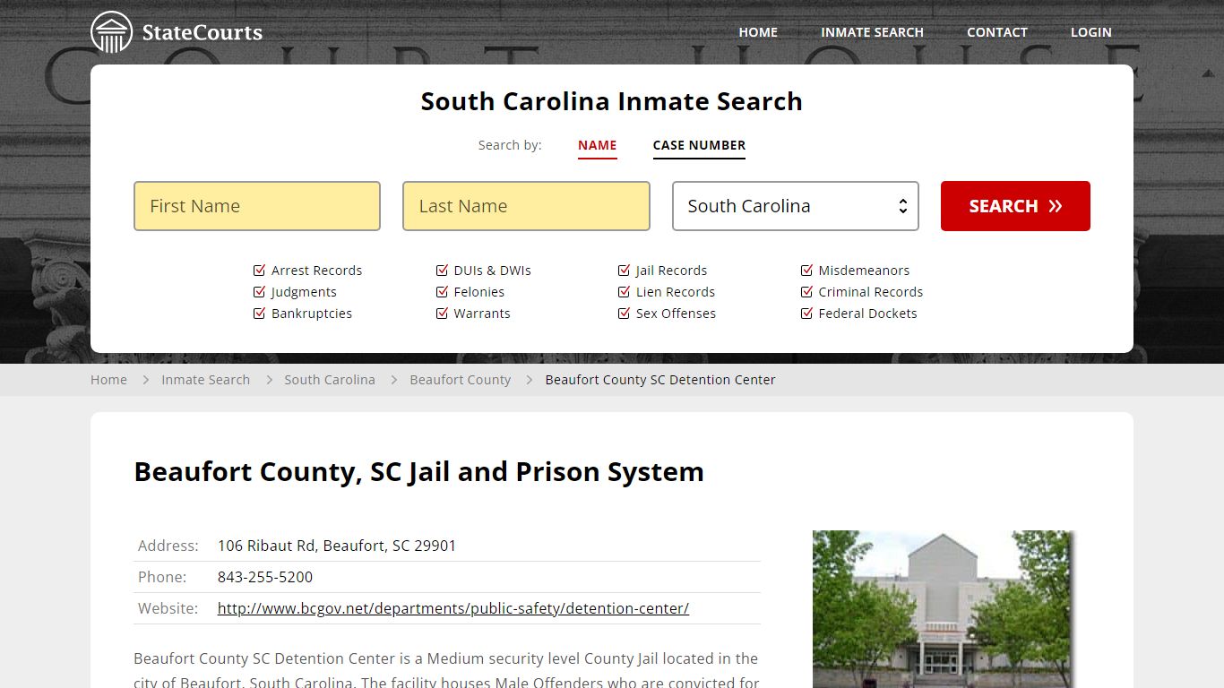 Beaufort County SC Detention Center Inmate Records Search, South ...