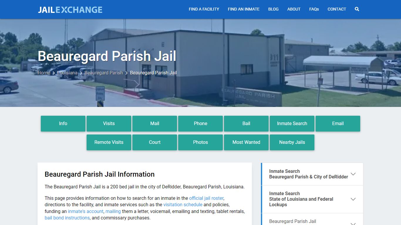 Beauregard Parish Jail, LA Inmate Search, Information