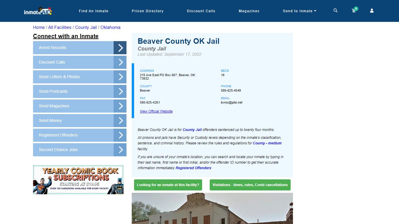 Beaver County OK Jail - Inmate Locator - Beaver, OK