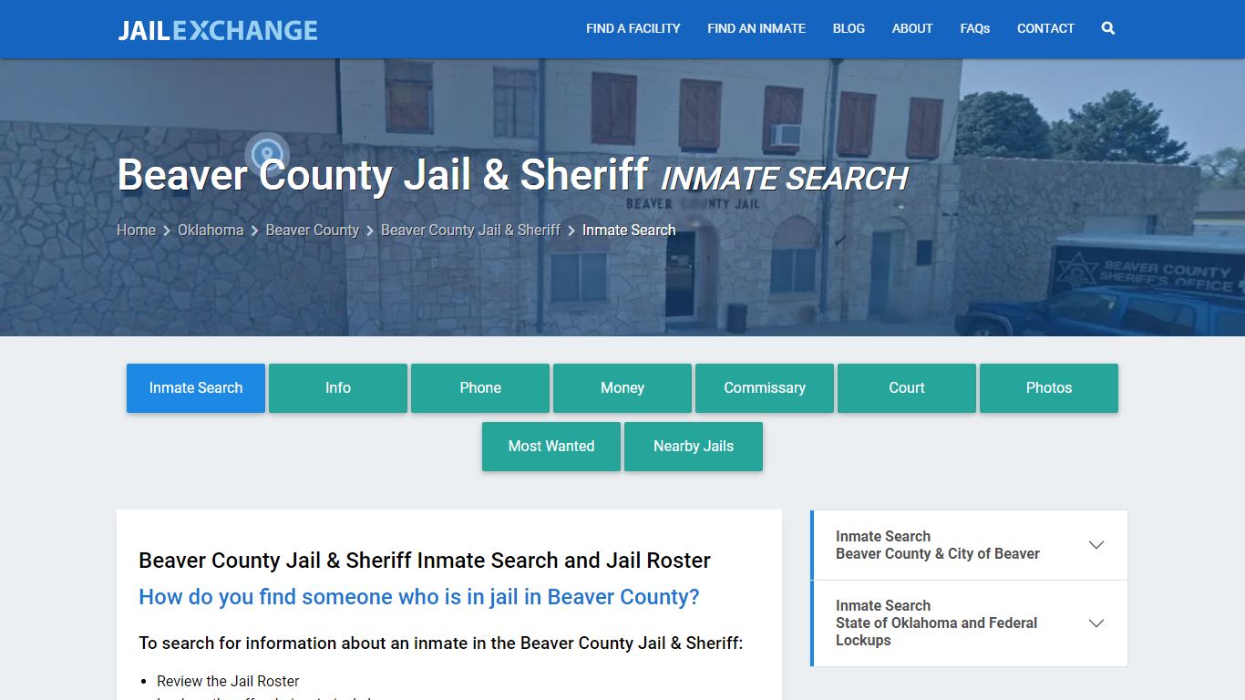 Inmate Search: Roster & Mugshots - Beaver County Jail & Sheriff, OK