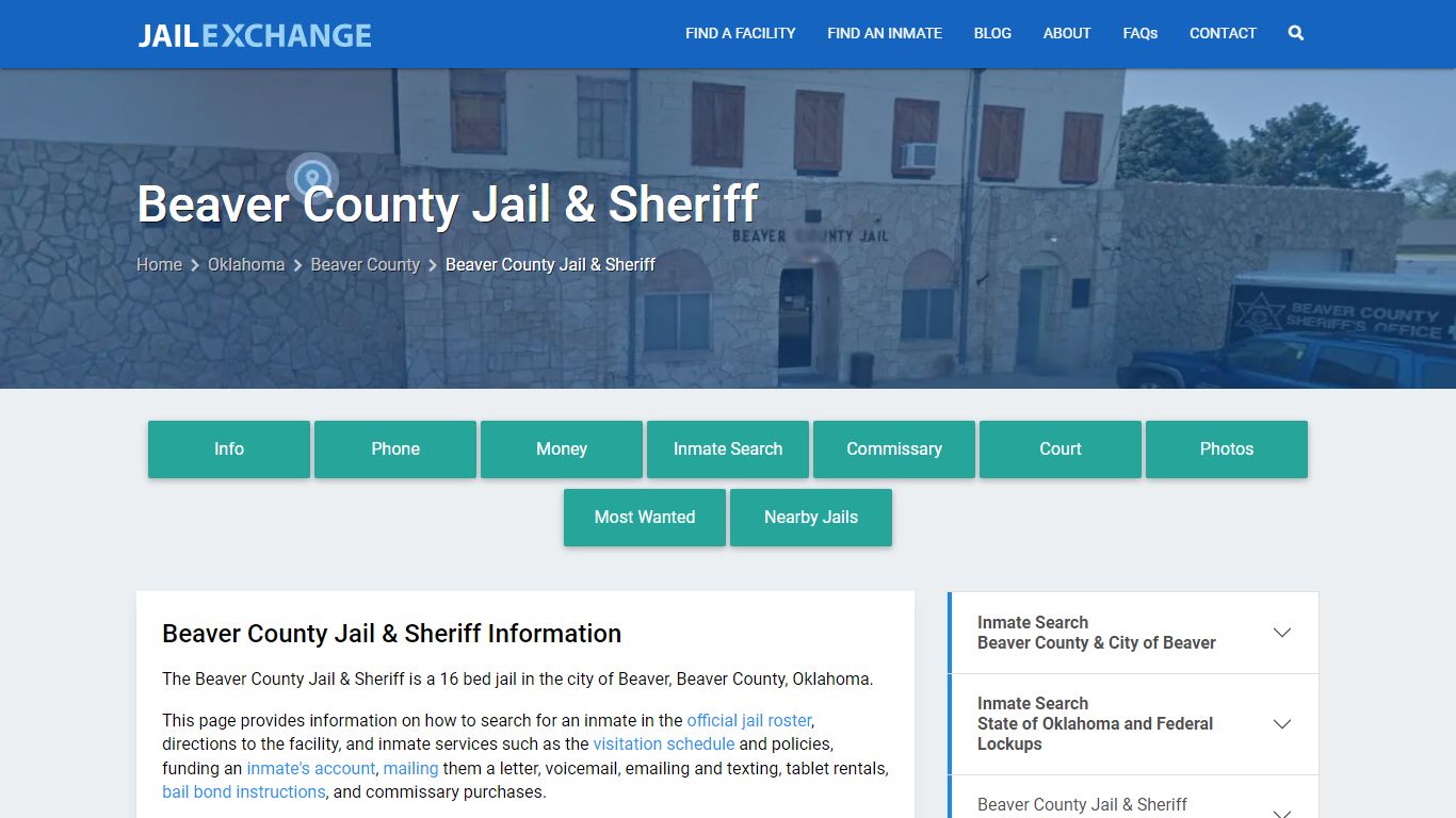 Beaver County Jail & Sheriff, OK Inmate Search, Information