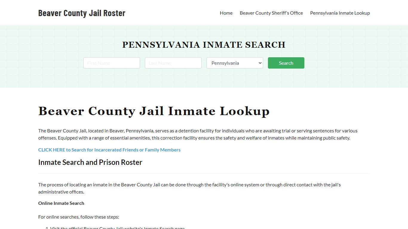 Beaver County Jail Roster Lookup, PA, Inmate Search