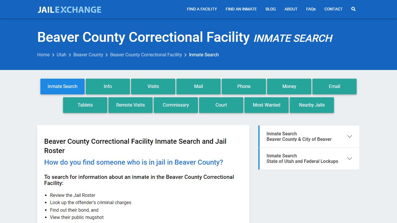 Beaver County Correctional Facility Inmate Search - Jail Exchange
