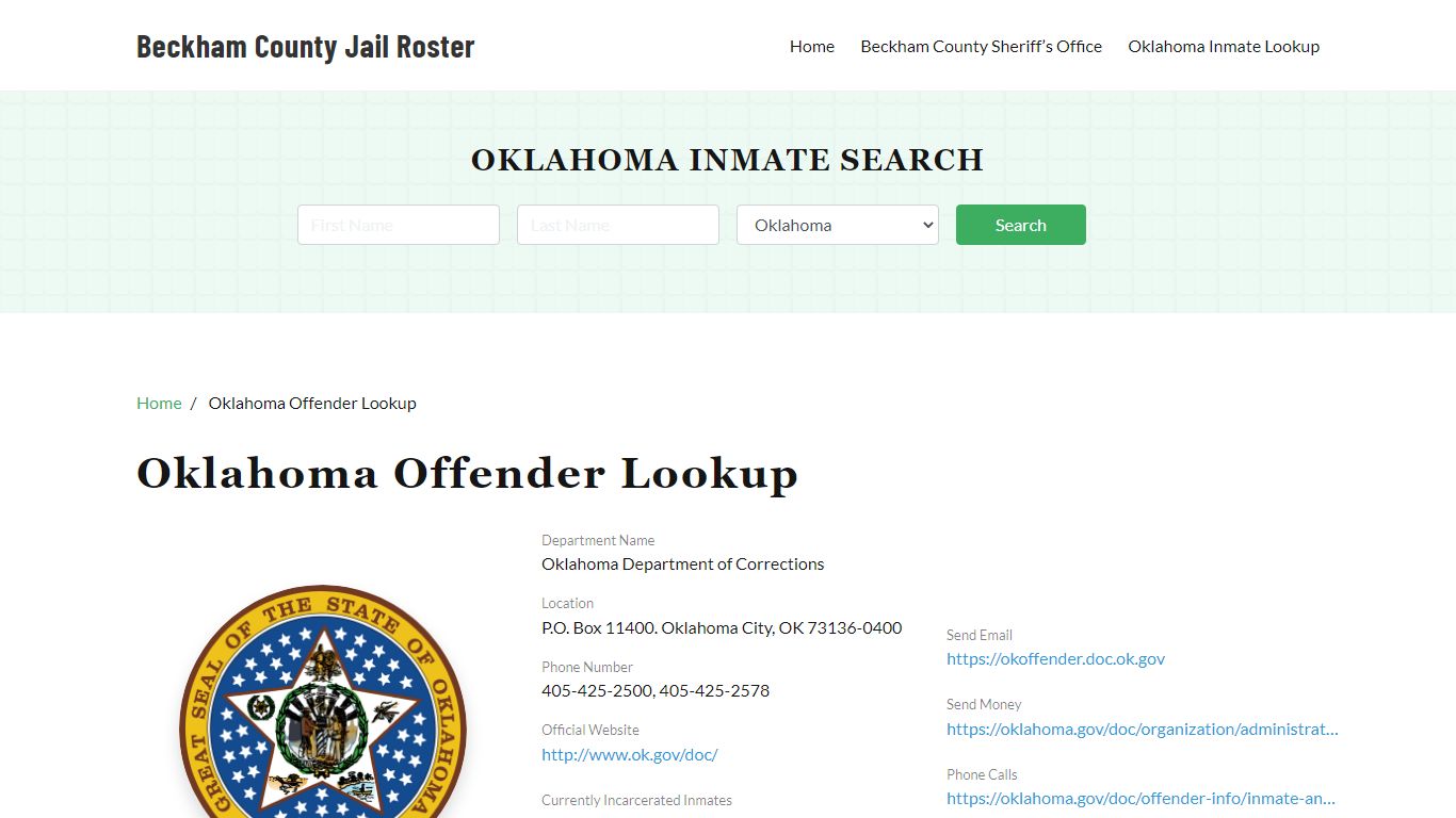 Oklahoma Inmate Search, Jail Rosters - Beckham County Jail