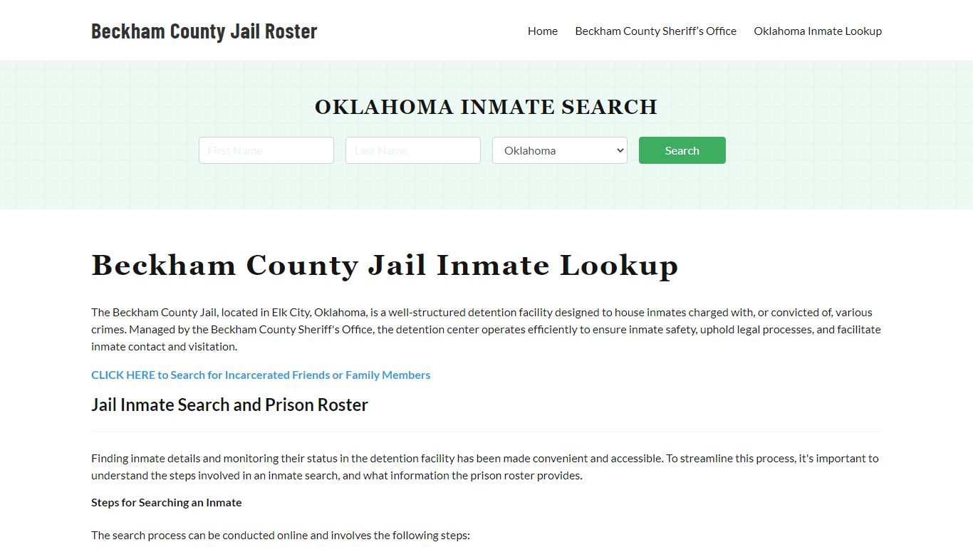 Beckham County Jail Roster Lookup, OK, Inmate Search