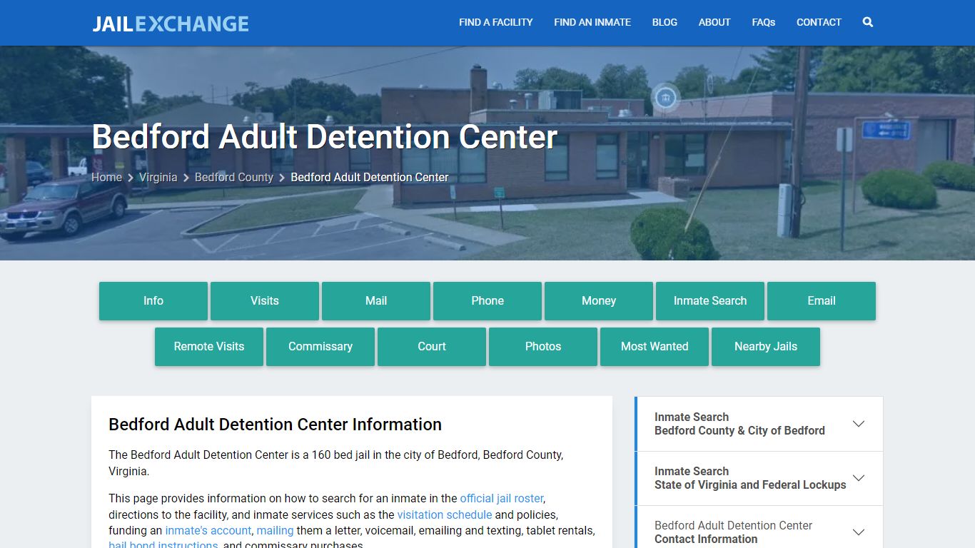 Bedford Adult Detention Center, VA Inmate Search, Information