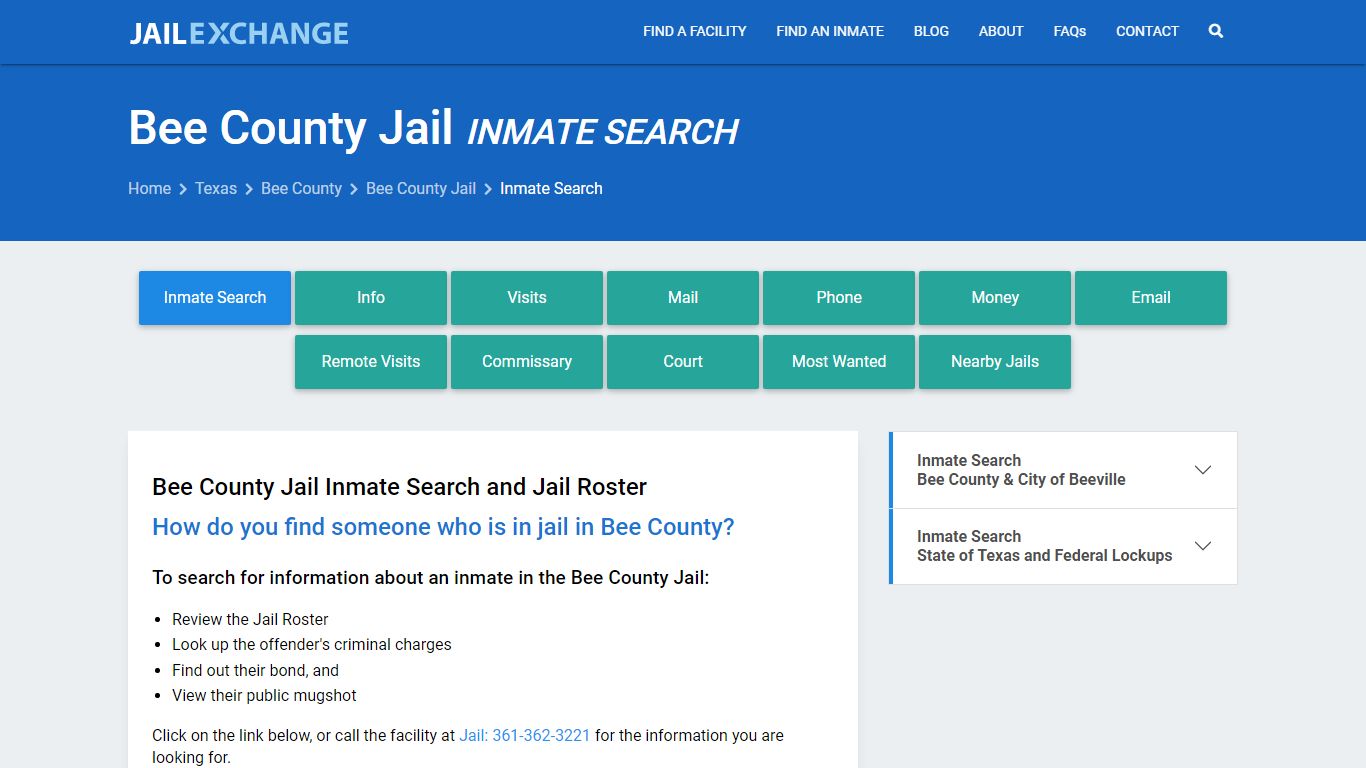Inmate Search: Roster & Mugshots - Bee County Jail, TX