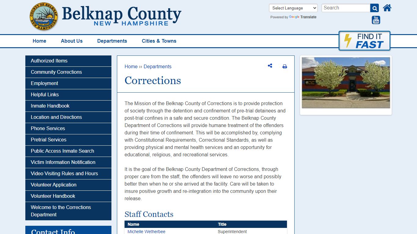Corrections | Belknap County NH