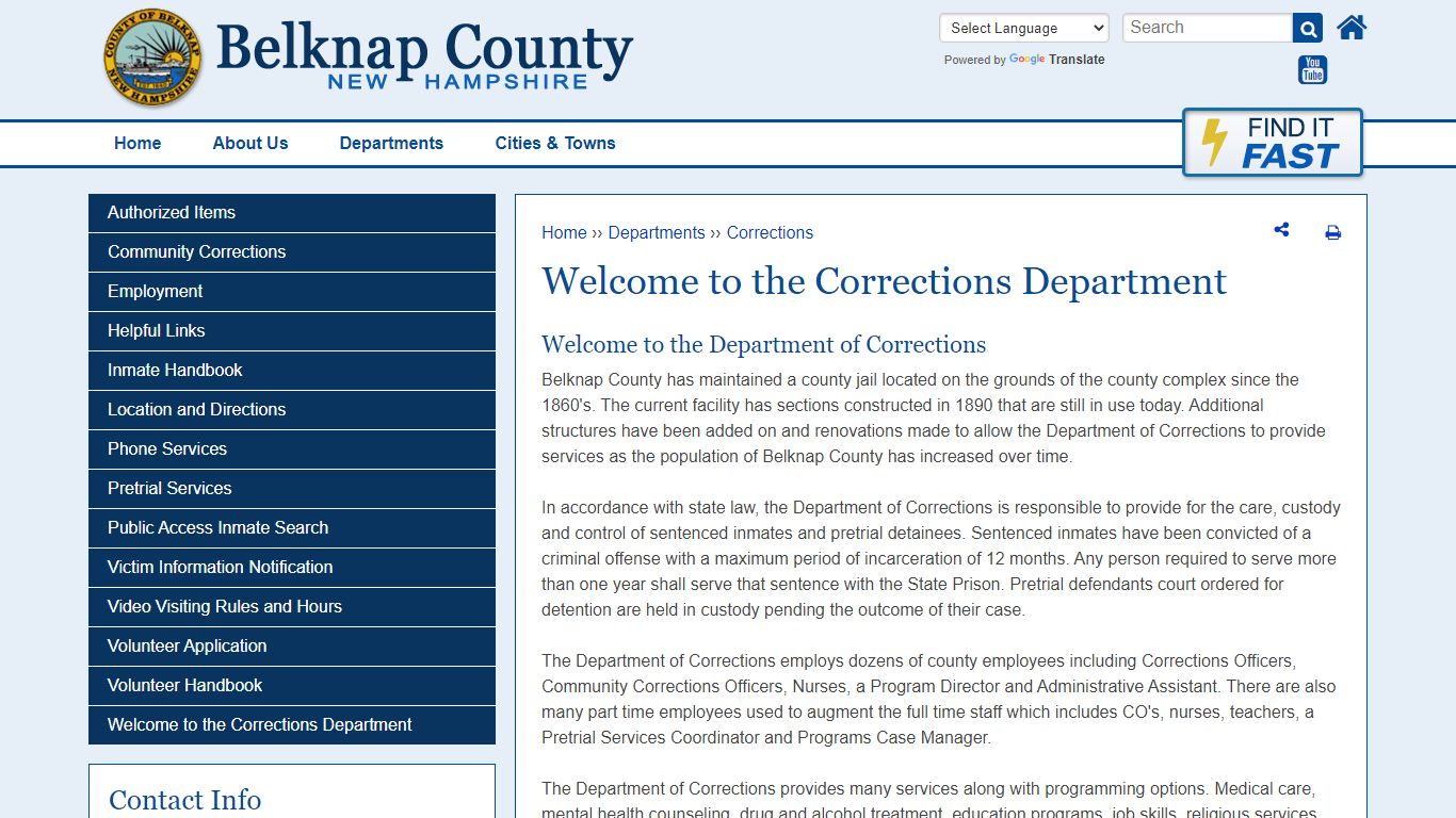 Welcome to the Corrections Department | Belknap County NH
