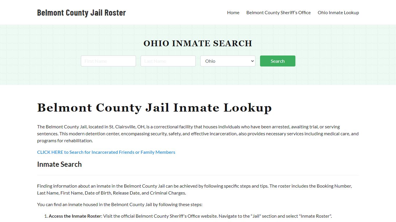 Belmont County Jail Roster Lookup, OH, Inmate Search