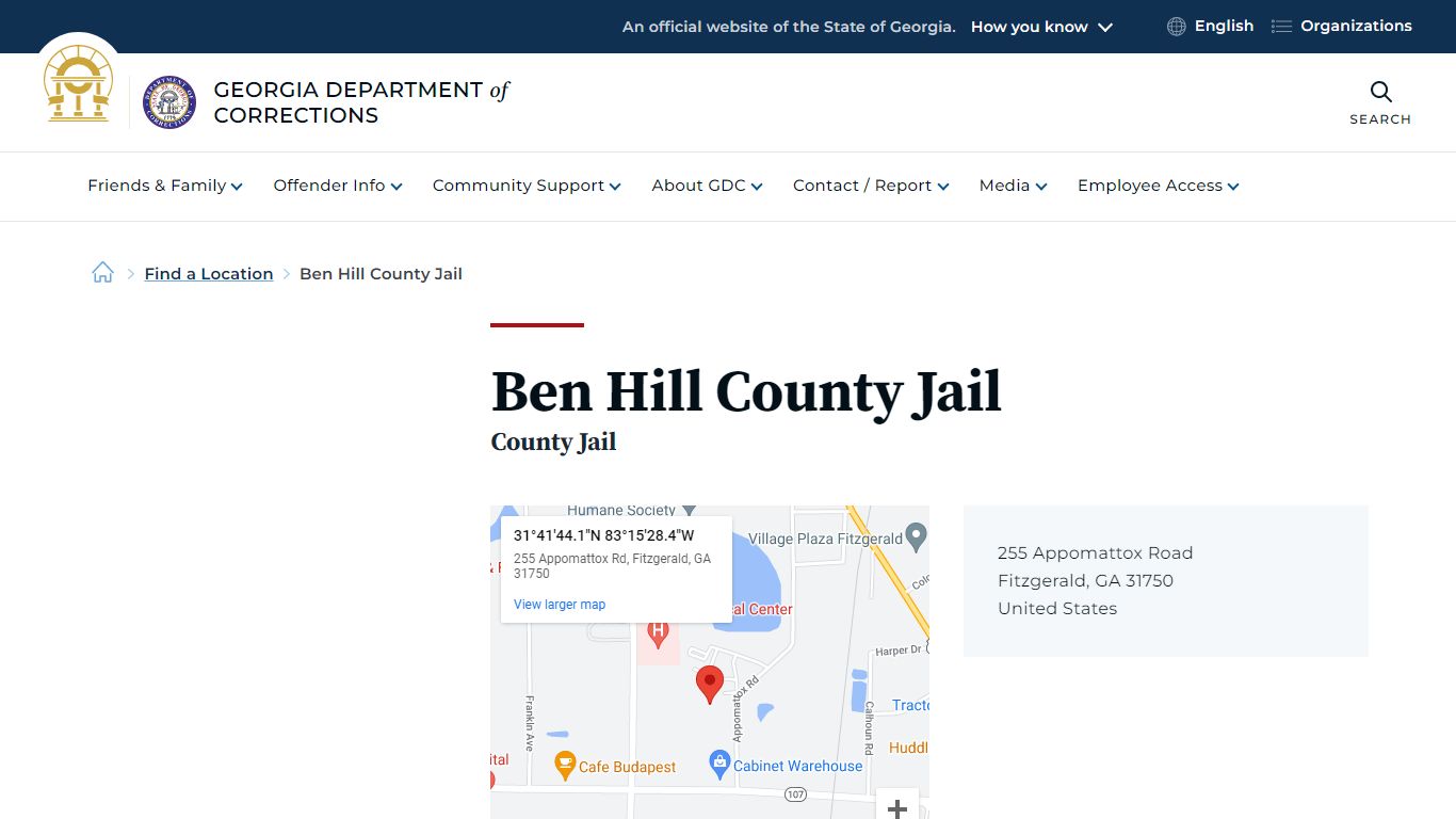 Ben Hill County Jail | Georgia Department of Corrections