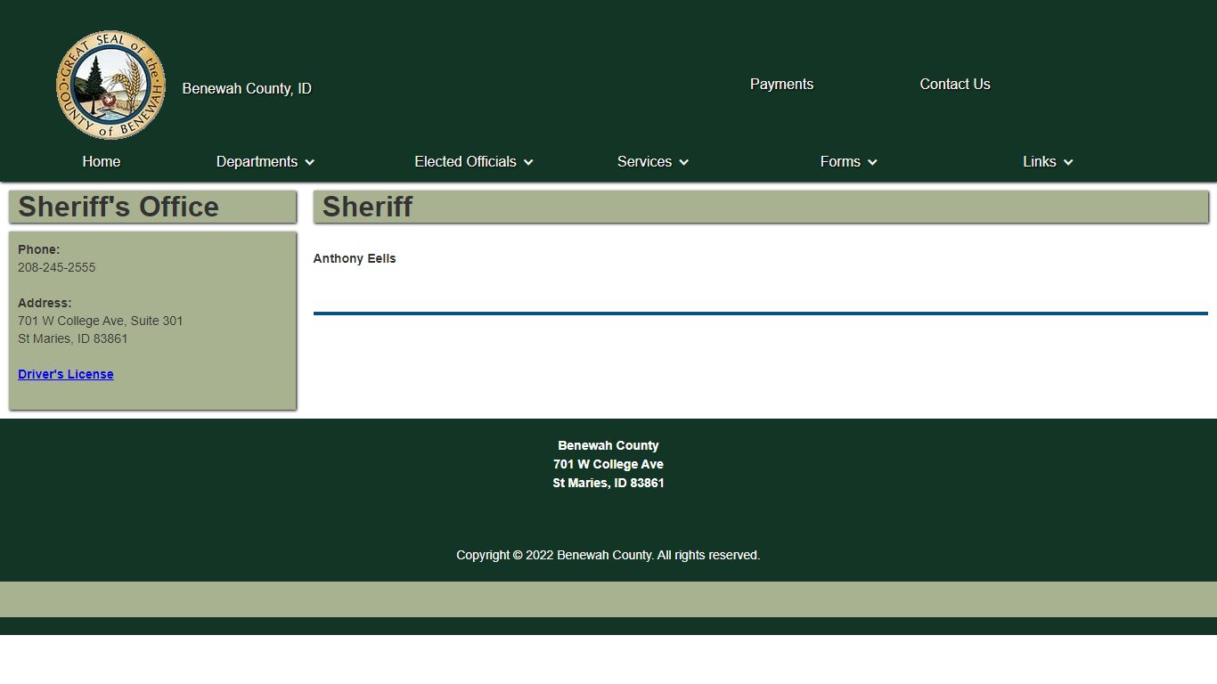 Sheriff - Benewah County, Id
