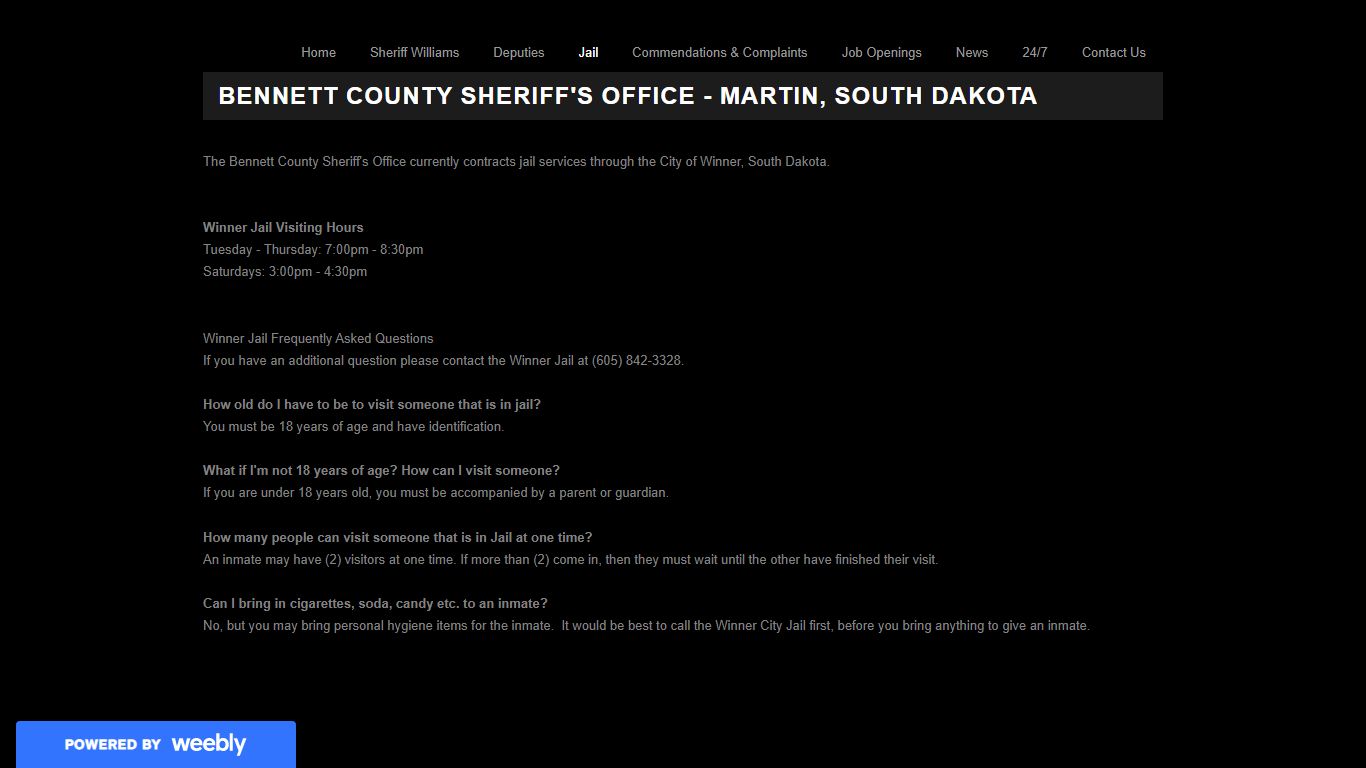 Jail - Bennett County Sheriff's Office - Martin, South Dakota