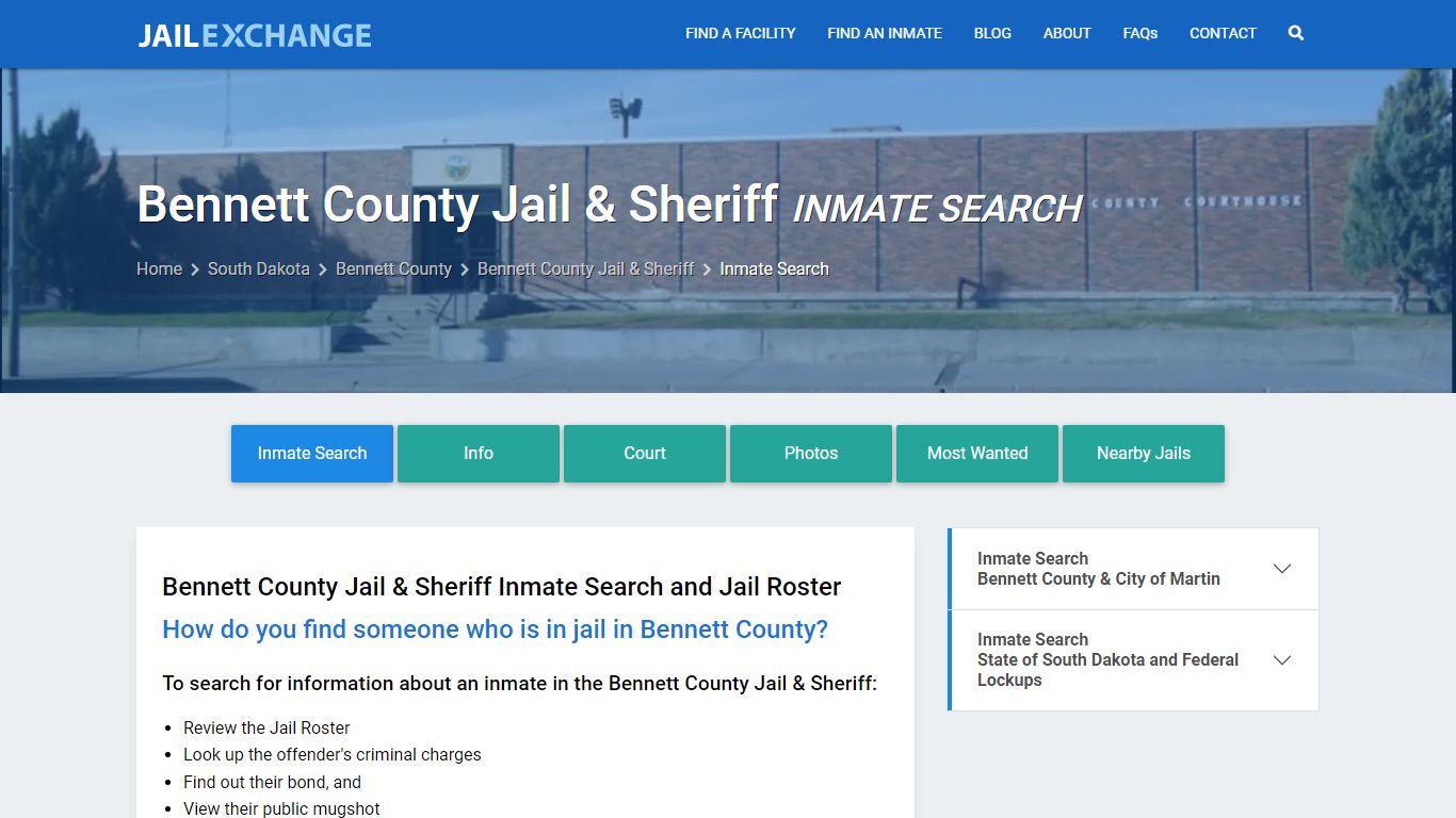 Bennett County Jail & Sheriff Inmate Search - Jail Exchange