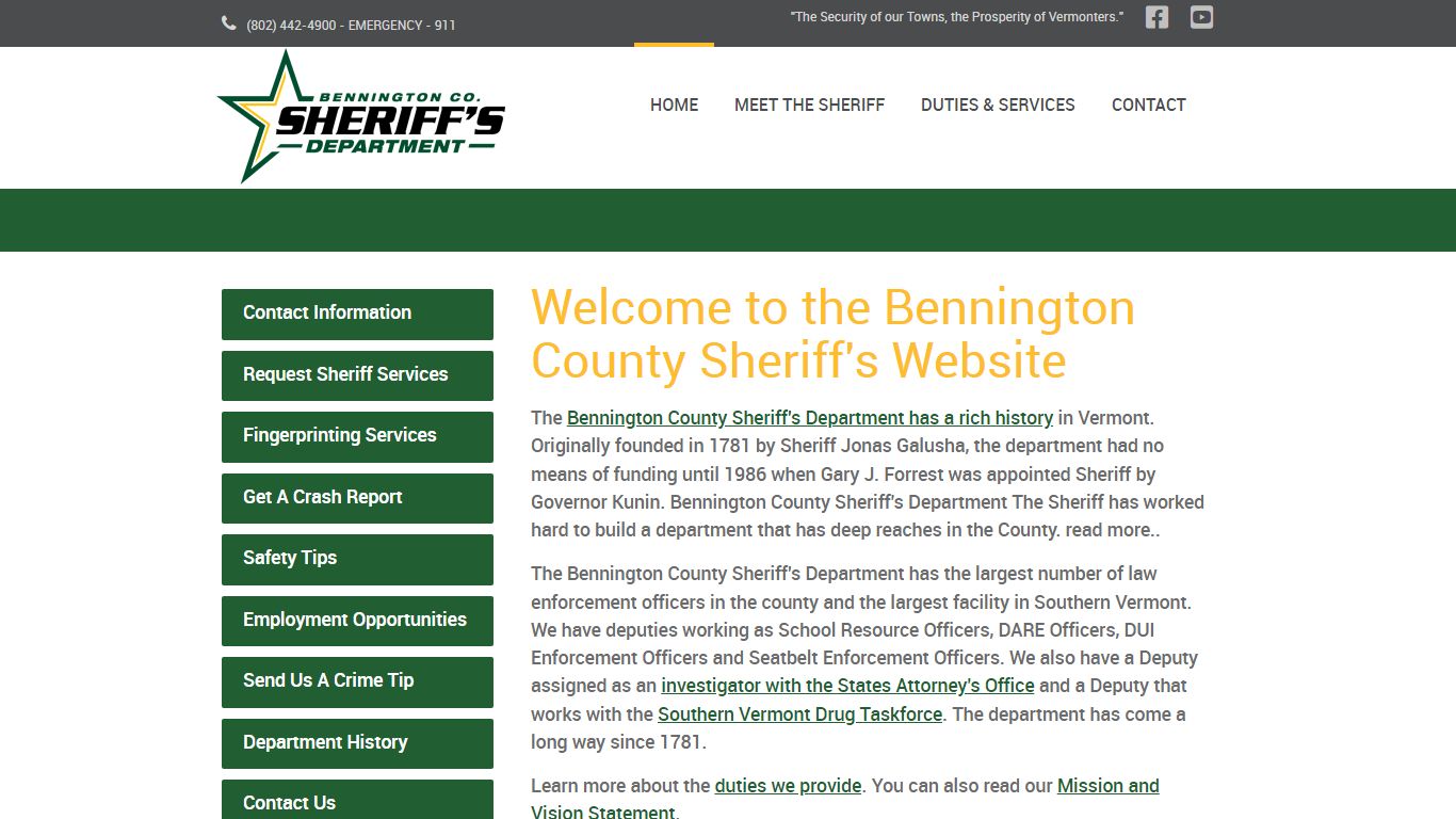 Bennington Sheriff's Department - Serving Bennington County Vermont ...
