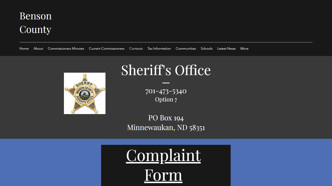 Sheriff's Office | Benson County