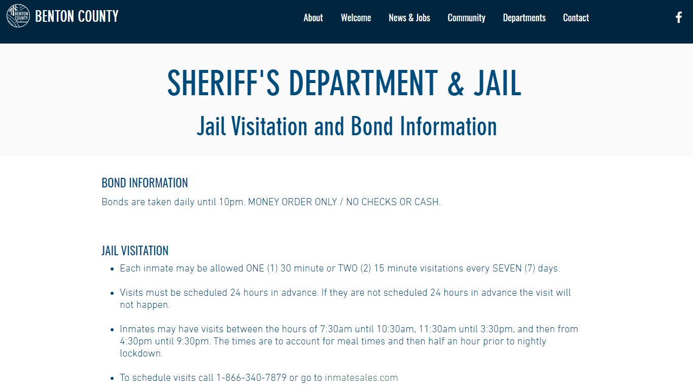 Jail Visitation & Bond Info | Benton County