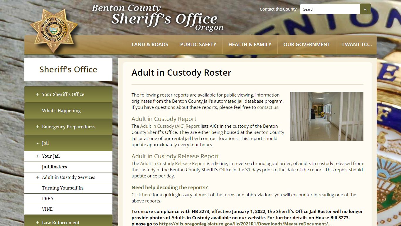 Adult in Custody Roster | Benton County Oregon