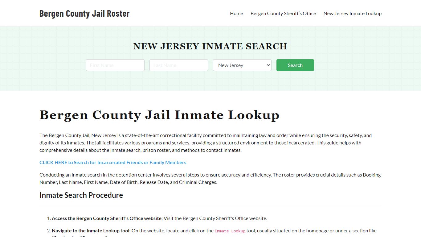 Bergen County Jail Roster Lookup, NJ, Inmate Search