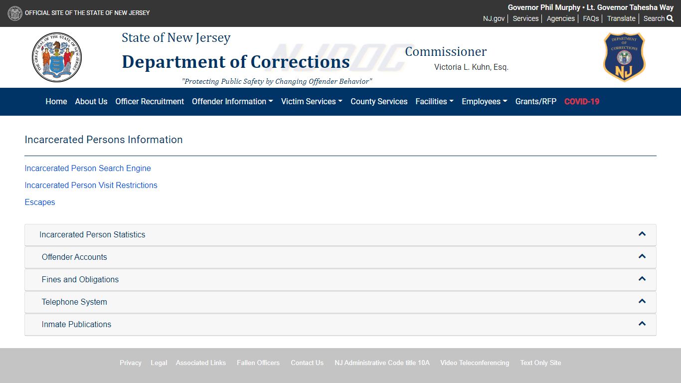 The Official Website for the New Jersey Department of Corrections ...