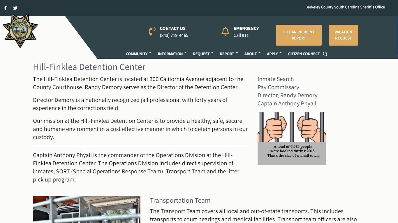 Hill-Finklea Detention Center – Berkeley County Sheriff's Office