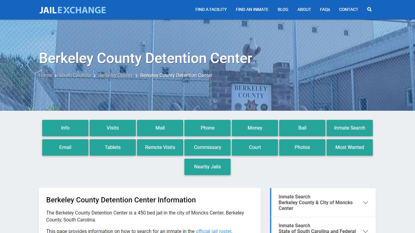 Berkeley County Detention Center, SC Inmate Search, Information