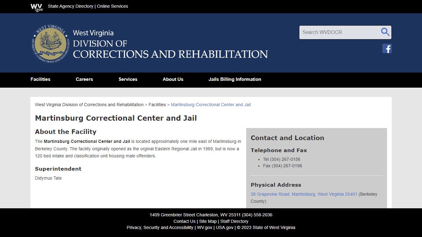 Martinsburg Correctional Center and Jail - West Virginia