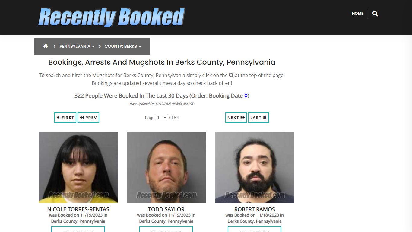 Bookings, Arrests and Mugshots in Berks County, Pennsylvania